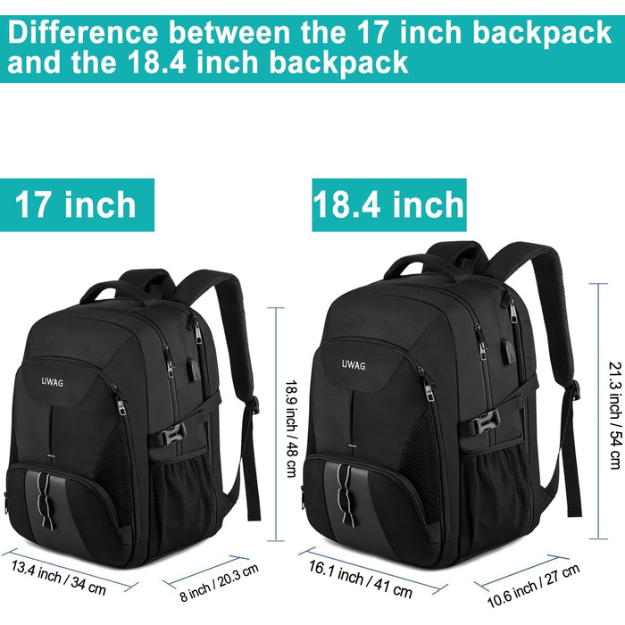 Жіночий рюкзак LIWAG 50L, водовідштовхувальний, з відділенням для ноутбука 17 дюймів, USB-порт, антикрадійний, для роботи, подорожей, школи