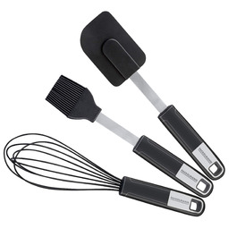 Міксер Fackelmann SENSE 26 см для посуду з антипригарним покриттям, з нержавіючої сталі, з м'яким зручним руків'ям (срібно-чорний)