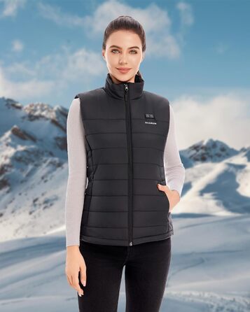Тепла жилетка для жінок з акумулятором 18400mAh 7.4V – 8 зон нагріву, водовідштовхувальна, легка, пральна, для активного відпочинку, чорна