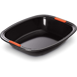 Le Creuset Non-Stick Roasting and Baking Dish, 33 x 29 cm, Sourdough Safe, Made of Carbon Steel, Anthracite/Orange, 94100539000000 33 cm Roasting and Baking Dish