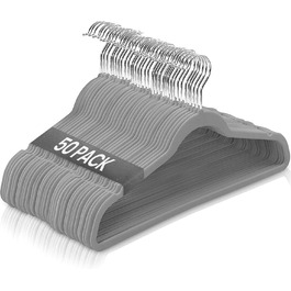 Вішалки для одягу Ediesi, 50 шт., сірі, з м'яким покриттям, для штанів, сорочок, спідниць, костюмів (без кріплення для краваток)