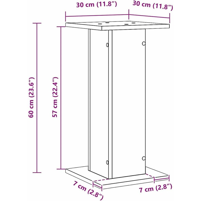 Підставка для колонок vidaXL, 2 шт., висока, для Hi-Fi, домашнього кіно, саундбар, покращене звучання, ДСП, чорна ельха, 30x30x60 см