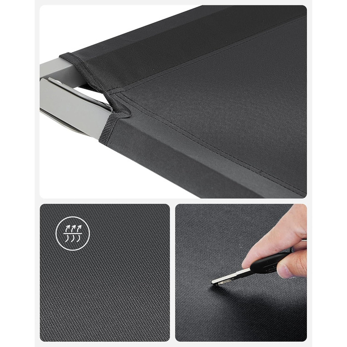 Кемпінгове ліжко SONGMICS, TÜV Rheinland, 210x72x45 см, чорне