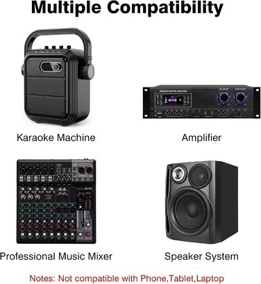 Бездротові мікрофони: комплект 2 шт. з приймачем, UHF, 60м, для вечірок, конференцій, караоке (сірий)