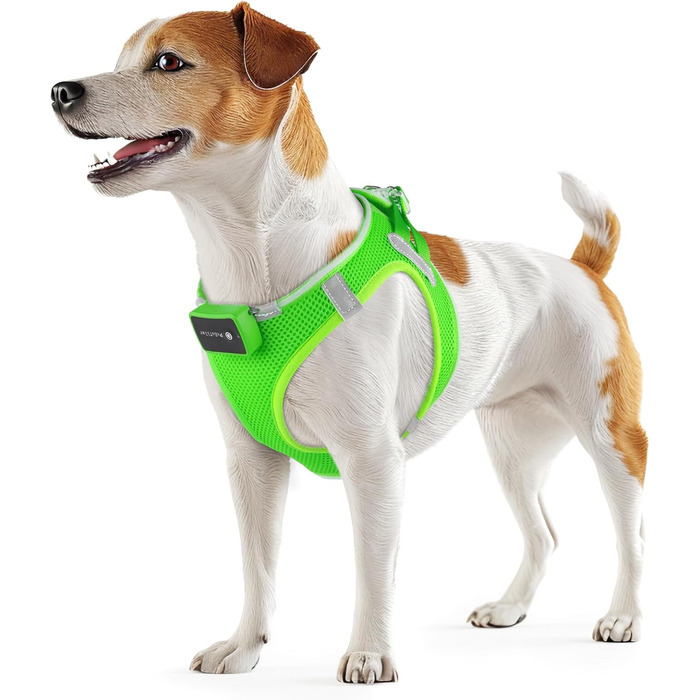 Світловідбиваючий нашийник для собак PcEoTllar з LED підсвічуванням, акумуляторний, для дрібних та середніх собак, дихаючий, рожевий (3 режими) (XS, зелений (3 режими))