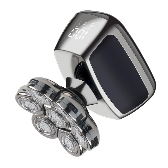 Електрична машинка для гоління голови Qhecomce 6-в-1, чоловіча, з 7 плаваючими головками, для сухого та вологого гоління, чорна