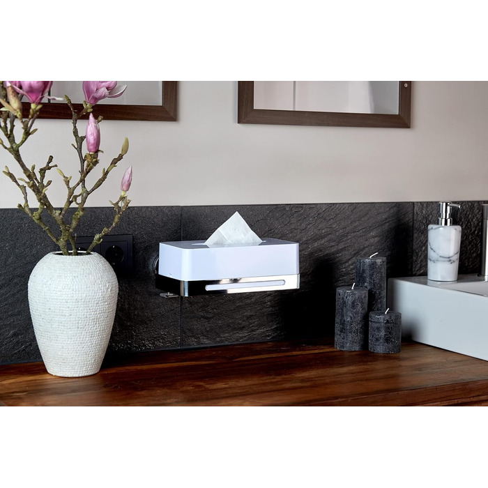 WENKO Cosmetic Tissue Box Premium Plus - Cosmetic Tissue Dispenser, Stainless Steel, Rust-Proof, 26.5 x 14.5 x 17 cm, Polished