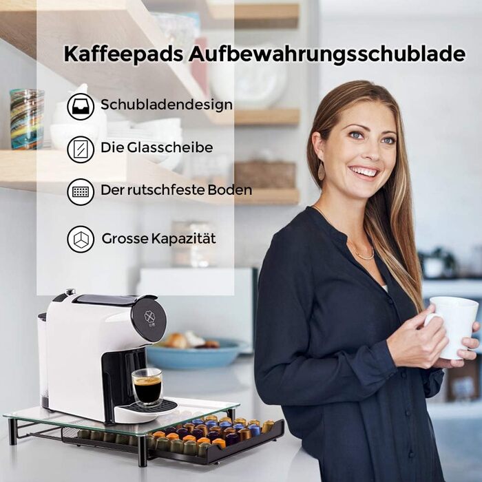 Тримач для капсул Nespresso MASTERTOP - органайзер для 60 капсул, скло, з мікрофіброю