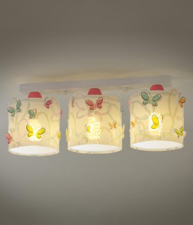 Ceiling light, 3-light, Design: Butterfly, 51 x 15 x 19 cm, Pink