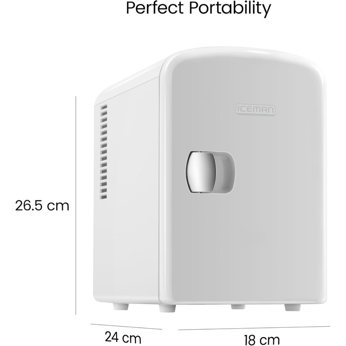 Chefman Iceman Mini Fridge - Portable 4L Cooler & Warmer - White - Cosmetic & Snack Refrigerator with AC/DC Power