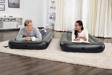 Надувний матрац Bestway TriTech Connect and Rest 3-в-1 | Міцний матеріал | Регульовані пряжки | 2 матраци в комплекті | Сірий колір | 188 x 99 x 25 см