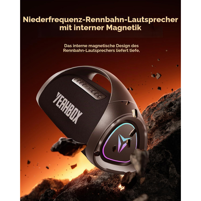 Портативна Bluetooth колонка YEAHBOX Sonic Boom Max 300W з басами, IP67, чорна