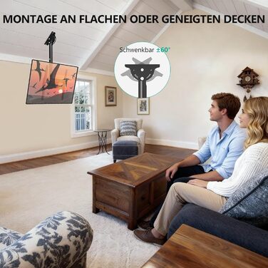 Кронштейн для телевізора WALI поворотний, настінний, 66-165 см (до 45 кг), VESA 400x400, чорний