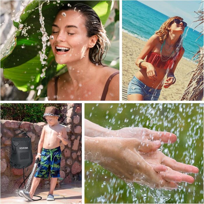HSYFUNA Camping Shower, 5 Gallons/20L with Temperature Indicator Solar Shower Camping, Warm Water 45°C Camping Shower Outdoor, for Hiking Climbing