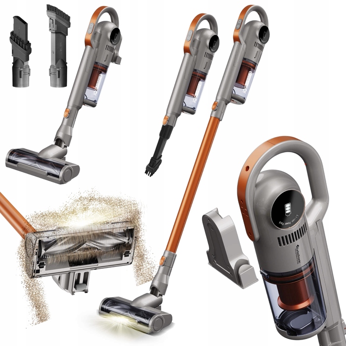 Вертикальний пилосмик TurboTronic TT-IQ9 ORANGE, сріблястий/сірий