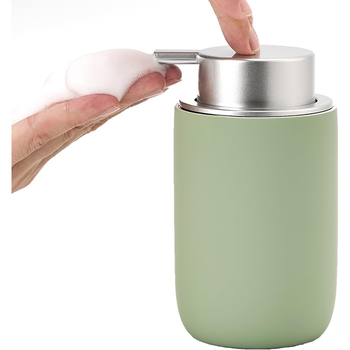 Дозатор для мила та миючого засобу GIRLUFO 350мл з великою помпою – багаторазовий дозатор піни для ванної кімнати та кухні (легко натискається) (покриття з гумового лаку зеленого кольору)