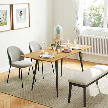 HOMCOM Extendable Dining Table - Seats 6-8, Kitchen Table with Sturdy Steel Legs