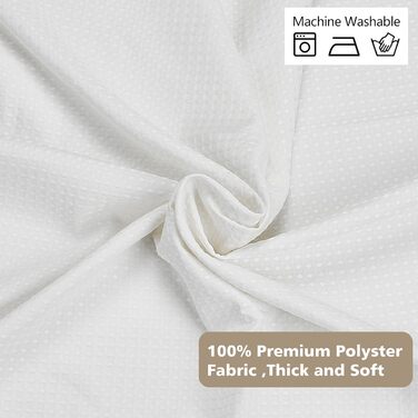 Штора для душу текстильна водонепроникна поліестер 180x200 см, біла з кільцями