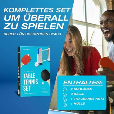 PRO SPIN Table Tennis Set with Net - Includes Table Tennis Balls (3-Star), Case & Mobile Net | Table Tennis Set for 4 Players