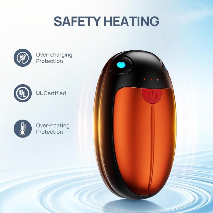 Електричні грілки для рук, набір 2 шт., USB, 20 годин тепла, 3 температурні режими, для спорту та хвороб Рейно, помаранчеві