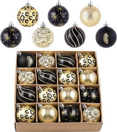 Набір новорічних кулічок Valery Madelyn (16 шт, 6 см) - червоно-зелено-золотий декор, з подарунковою упаковкою