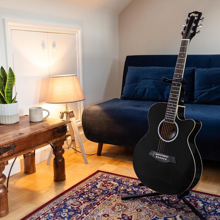 Акустична гітара TIGER ACG1-BK з металевими струнами, чорна, з повною верхньою часткою, для початківців