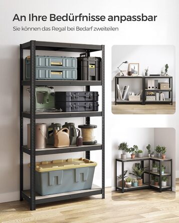 SONGMICS 5-Tier Industrial Bookshelf/Storage Rack - Greige & Black