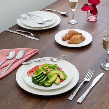 Набір столових приборів HIKAA для 4 осіб, нержавіюча сталь, кухонний набір, блискучий, з виделкою, ложкою та ножем, придатний для миття в посудомийній машині (сріблястий)