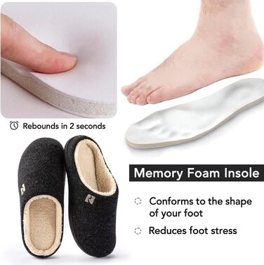 Чоловічі халапи RockDove з підкладкою Sherpa та піною Memory Foam, 40/41 EU, чорні