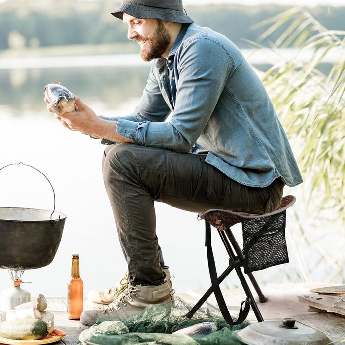 REDCAMP 2 шт. Кемпінгові стільці-штатив, 56 см, складні, 3 ніжки, камуфляж для відпочинку на природі, риболовлі, полювання та туризму