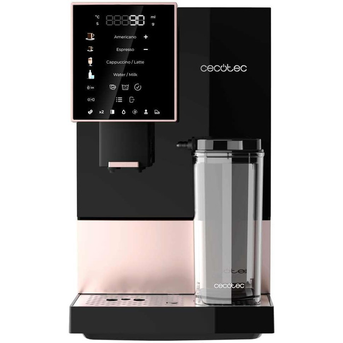Автоматична кавомашина Cecotec Cremmaet Compactccino Black Rose, 19 Бар, з контейнером для молока, термоблоком, 5 рівнями помелу, резервуаром для кави 150 г