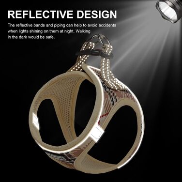 Шлейка для собак Suredoo для маленьких собак з повідком, анти-тягуча, світловідбиваюча, дихаюча, нагрудна шлейка, шлейка для цуценят (M, обхват грудей: 34-39 см) (Бежевий, XXS (обхват грудей: 22-24 см, вага: 1-1.5 кг))