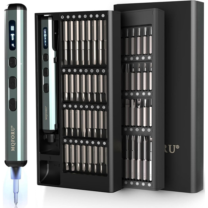 Набір мініатюрної електричної викрутки 72 в 1 з прецизійними бітами, 64 магнітні насадки, 5 режимів крутного моменту, 4 LED-лампи, для ремонту телефонів, годинників, камер