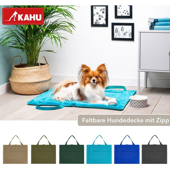 Складаний килимок для собак KAHU® для подорожей (60x80 см) • Зручний килимок-подушка для собак • Килимок для собак у подорожах • Легкий килимок для собак • Миючий килимок для собак • Колір: блакитний