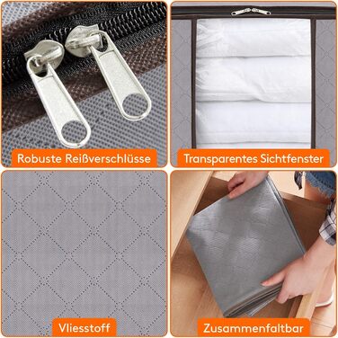 Коробки для зберігання постільної білизни та одягу Lifewit, 6 шт, 105л, сірі - органайзери для під ліжко, для переїзду