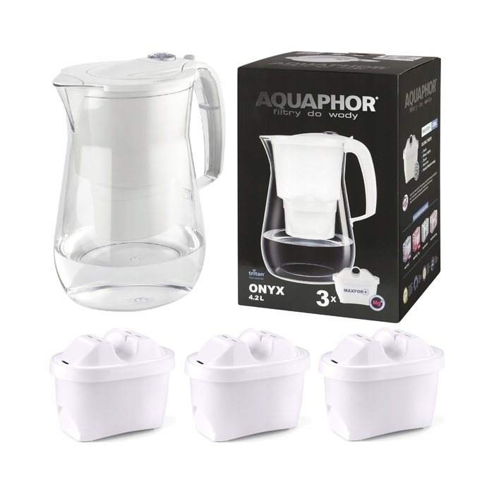 Фільтр-кувшин для води Aquaphor Onyx, чорний, 4.2 л + 3 змінні картриджі MG Maxfor