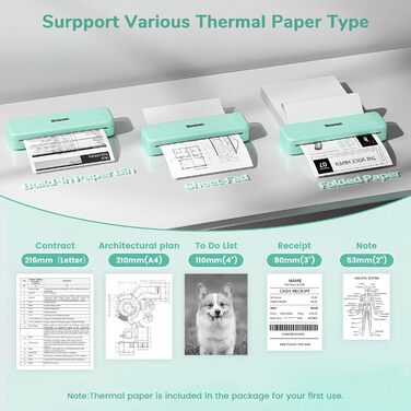 Термодрук Phomemo M834 A4: мобільний принтер для офісу, дому та школи, сумісний зі смартфонами та комп'ютерами