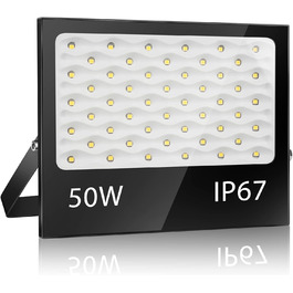 200W LED Flood Light Outdoor, 20000LM LED Spotlight, 7000K Cool White Spotlight, IP67 Waterproof Floodlight, for Backyard, Courtyards, Garage, Hallway, Garden (50W-1PC)