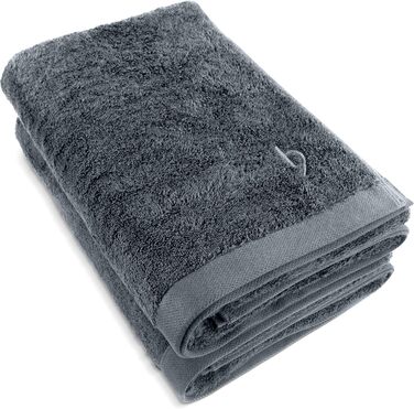 Herzbach Home Luxury Sauna Towel 2-Piece Set, Premium Quality, 100% Cotton, 80 x 200 cm (Gray Blue)