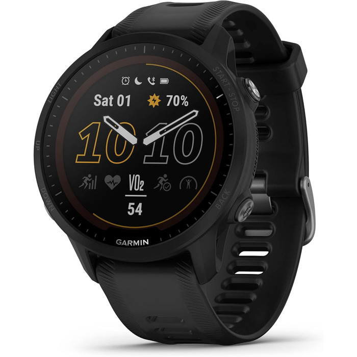 Garmin Forerunner 955 - GPS-годинник для триатлонів, бігу, з сонячною батареєю, чорний