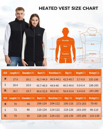Електрична гріюча жилетка з флісу для чоловіків та жінок, 13 зон обігріву, 3 режими температури, Powerbank 10000mAh, Ritter, чорна