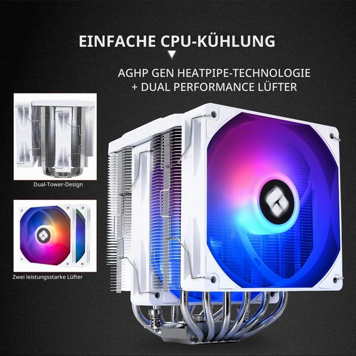 Кулер для процесора Thermalright Peerless Assassin 120 Digital ARGB White — двовежевий повітряний охолоджувач з цифровим дисплеєм, для AM4/AM5, Intel LGA1851/1700/1200
