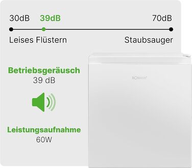 Міні-холодильник Bomann 45L з морозильною камерою: тиха кухонна/офісна/кемпінгова/геймінгова кухонна коробка, двері відкриваються зліва/справа, модель KB 7245, нержавіюча сталь (білий)