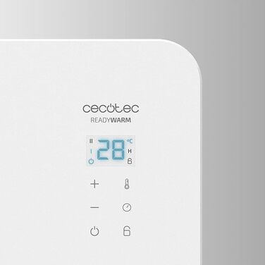 Конвектор Cecotec Ready Warm 6670 Crystal Connection з скляною панеллю, 1000 Вт, WiFi, термостат, таймер, підставка, для ванної кімнати (IP24), тихий, білий