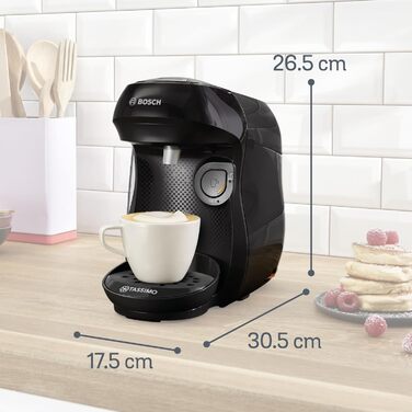Кавомашина Tassimo Happy TAS1002N від Bosch: понад 70 напоїв, автоматична, для будь-яких чашок, компактна, 1400 Вт, колір антрацит