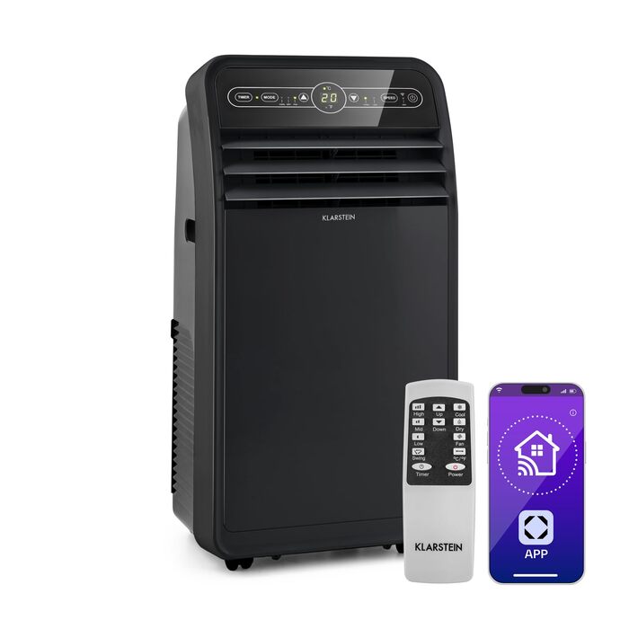 Klarstein Mobile Klimaanlage: 4-в-1, вентилятор, осушувач, нічний режим. Компактний, портативний кондиціонер для дому та офісу. 7000 BTU, білий.