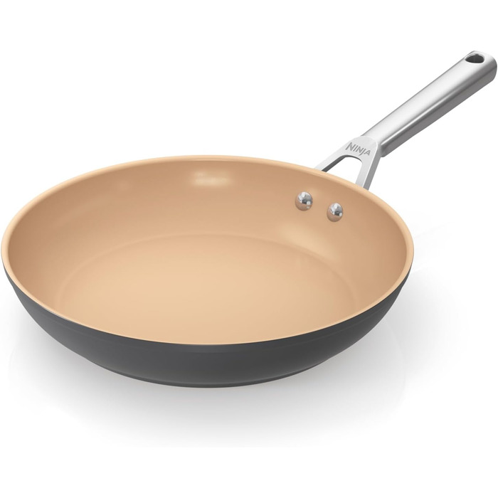 Ninja Extended Life 28 cm Ceramic Non-Stick Frying Pan (PFOA, PFAS, Lead, and Cadmium-Free), Induction Compatible, Stainless Steel Handle, Oven Safe up to 285°C, Terracotta and Grey, CW90028UK Frying Pan, 28 cm