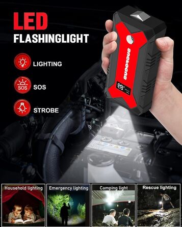 Powerbank для автомобіля Starthilfe 4000A: Зарядний пристрій для авто 12V (до 9L бензин/8.5L дизель) з LED-ліхтариком та USB 3.0