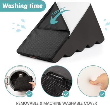 Сходинки для собак: компактні сходи для маленьких собак, 3 сходинки, чорний колір, 40x57x40 см, з миючим покриттям та протиковзким дном