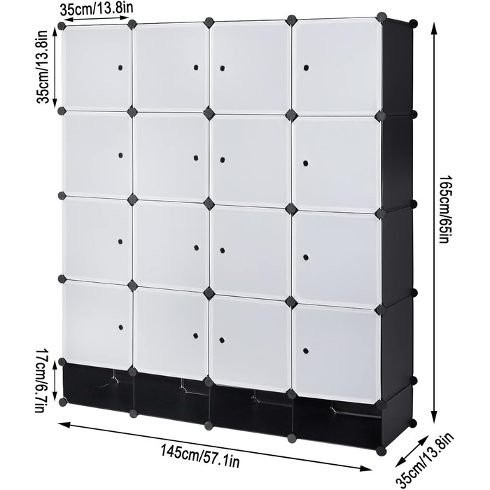 WOLTU Wardrobe/Cloakroom Cabinet with Shelf System/Bookcase/Shoe Rack with 2 Clothes Rails SR0090sw